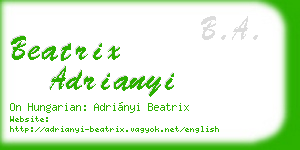 beatrix adrianyi business card