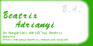 beatrix adrianyi business card
